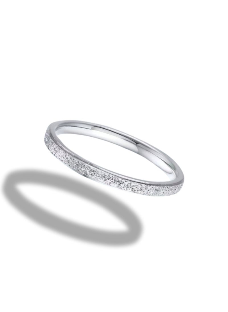 Soko Mesh Exquisite Women's Silver Band Pearl Sand Rings - Handcrafted Wedding Band, Luxury Fashion Accessory, Timeless Design, Perfect Gift, Fine Jewelry Collection  - Image 1