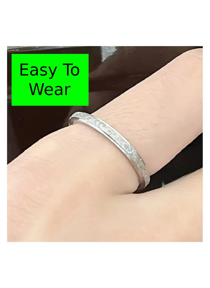 Soko Mesh Exquisite Women's Silver Band Pearl Sand Rings - Handcrafted Wedding Band, Luxury Fashion Accessory, Timeless Design, Perfect Gift, Fine Jewelry Collection  - Image 2