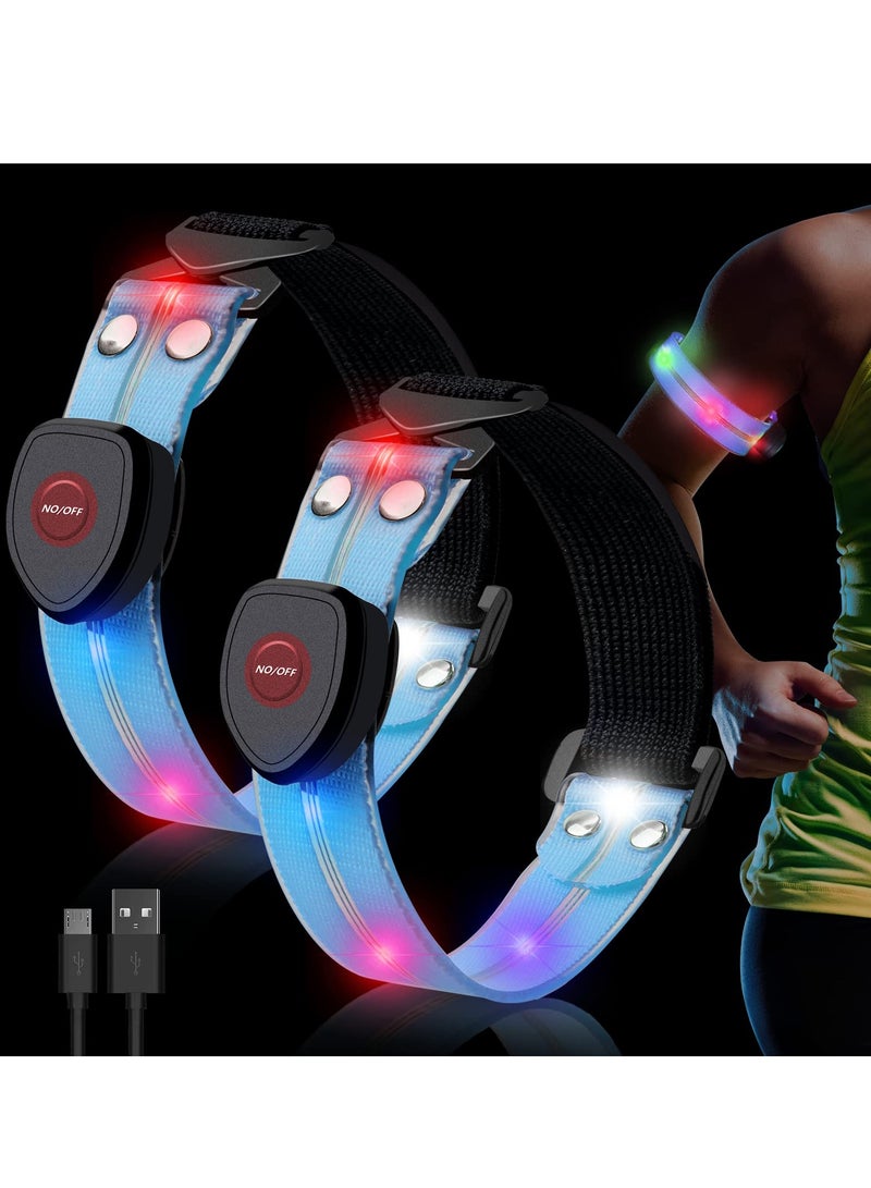Excefore Reflective LED Armband Set,2 Pack Rechargeable Running Lights for Safety and Visibility - Perfect Gift for Runners, Cyclists, and Walkers (Blue)  - Image 1