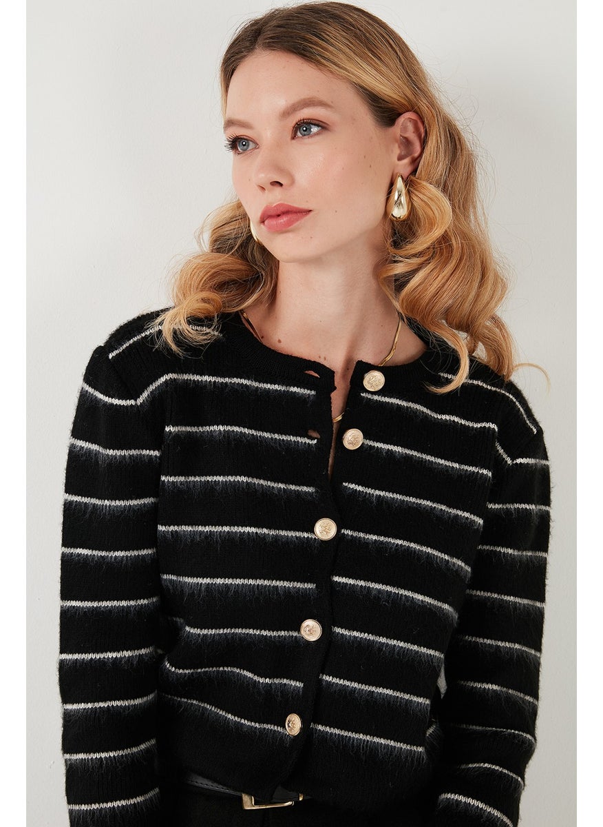 Lela Standard Fit Striped Soft Texture Crop Knitwear Cardigan Women's Cardigan 4615551  - Image 5
