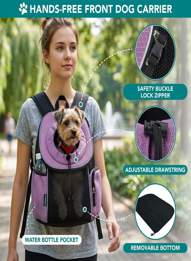 PetAmi Dog Carrier Backpack, Hands Free Front Pet Carrier for Small Medium Cats Puppies, Adjustable Ventilated Reflective Pet Travel Bag for Hiking Camping Biking Walking, Up to 14 lbs, Purple - Image 3