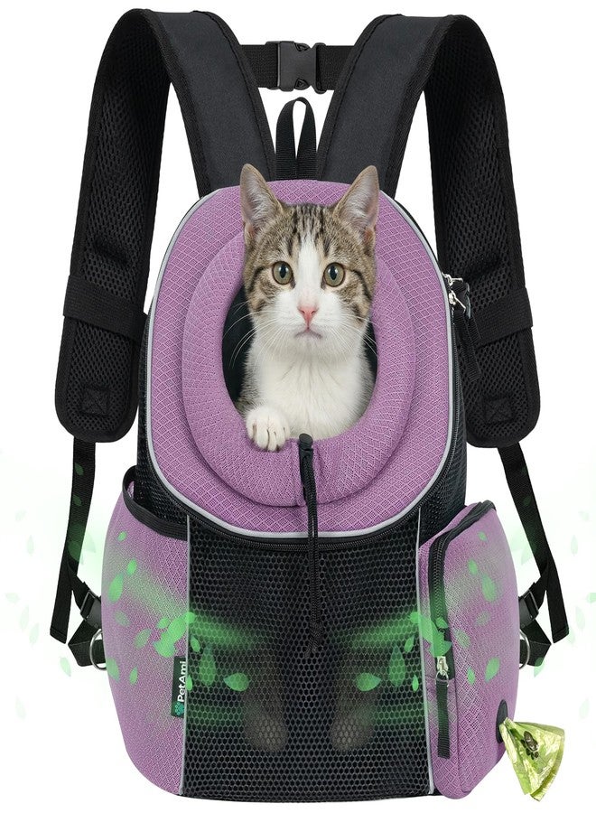 PetAmi Dog Carrier Backpack, Hands Free Front Pet Carrier for Small Medium Cats Puppies, Adjustable Ventilated Reflective Pet Travel Bag for Hiking Camping Biking Walking, Up to 14 lbs, Purple - Image 1