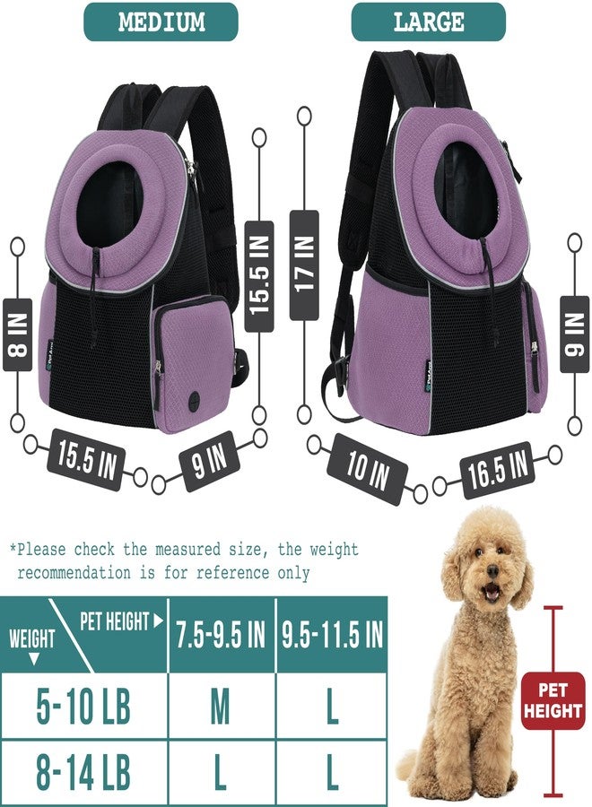 PetAmi Dog Carrier Backpack, Hands Free Front Pet Carrier for Small Medium Cats Puppies, Adjustable Ventilated Reflective Pet Travel Bag for Hiking Camping Biking Walking, Up to 14 lbs, Purple - Image 2