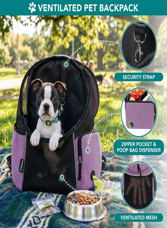 PetAmi Dog Carrier Backpack, Hands Free Front Pet Carrier for Small Medium Cats Puppies, Adjustable Ventilated Reflective Pet Travel Bag for Hiking Camping Biking Walking, Up to 14 lbs, Purple - Image 4