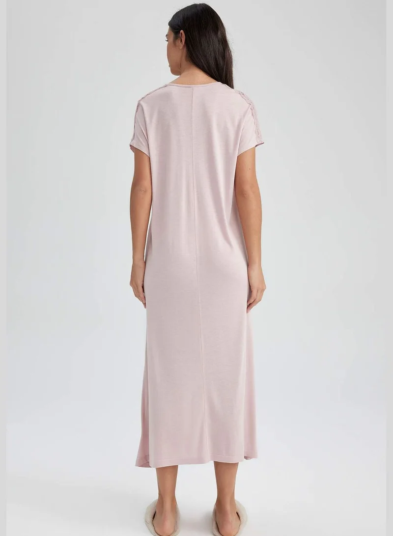 DeFacto Woman V Neck Short Sleeve Homewear Knitted Dress