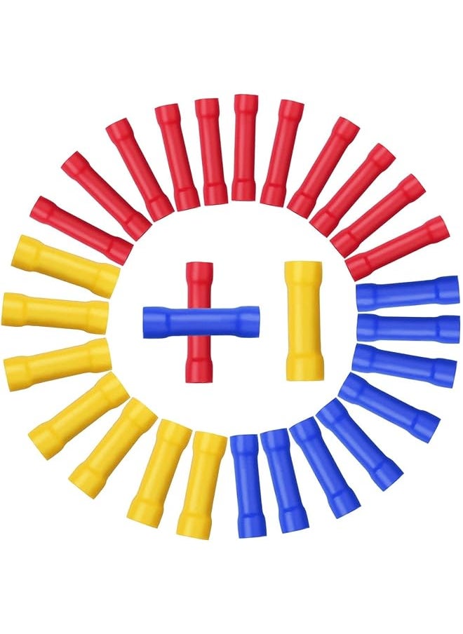 PROMASS promass Insulated Straight Wire Terminal Connectors,120 PCS Butt Splice Connectors, Automotive Cable Crimp Terminals, Electrical Butt Crimp Connectors(Blue, Red, Yellow)  - Image 1