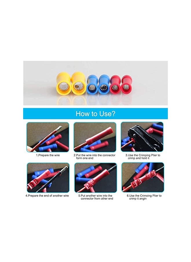 PROMASS promass Insulated Straight Wire Terminal Connectors,120 PCS Butt Splice Connectors, Automotive Cable Crimp Terminals, Electrical Butt Crimp Connectors(Blue, Red, Yellow)  - Image 5