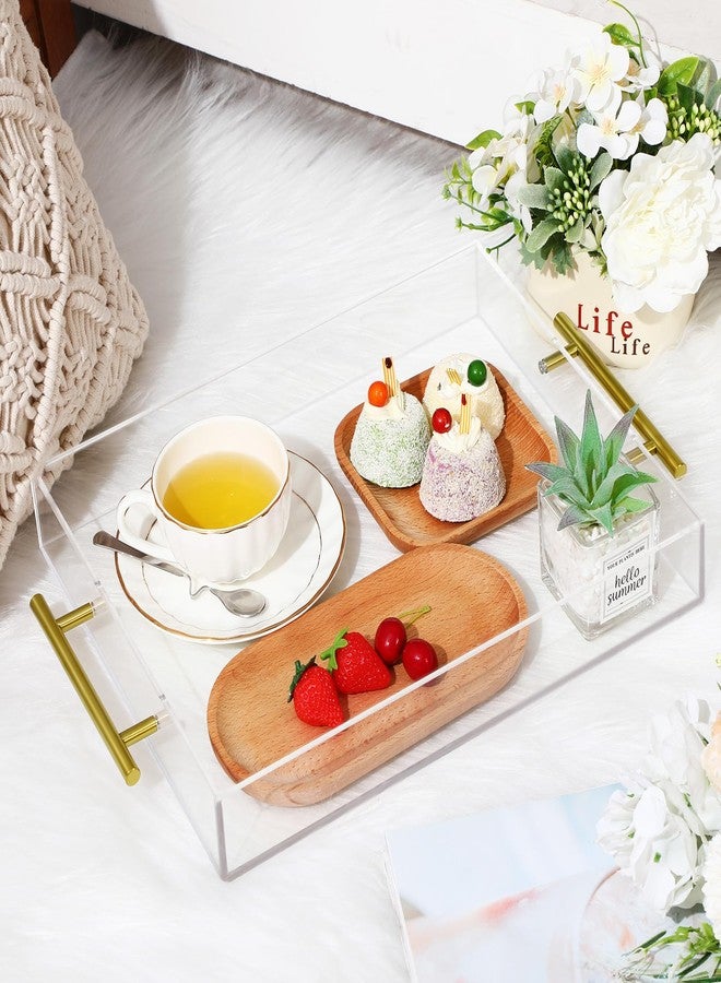 meekoo 3 Pack Acrylic Serving Tray with Handles, 12 x 16, 11 x 14, 10 x 10 Inch, Sturdy Huge Capacity Acrylic Trays for Coffee, Juice, Kitchen Desk Organizer(Clear with Gold Handle) - Image 3