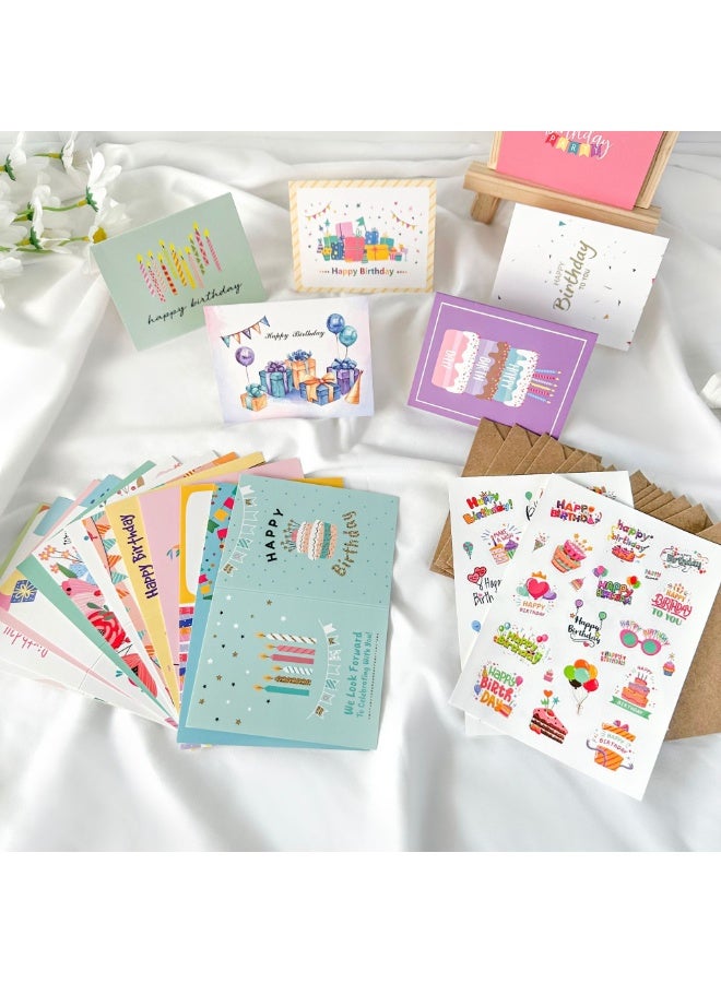 20 حزمة بطاقات عيد ميلاد فريدة من نوعها مع مظروف وملصقات ، بطاقات عيد ميلاد سعيد فارغة في مجموعة كبيرة للعائلة والأطفال والأصدقاء والاحتفالات في العمل والمكتب (أ) - Image 5