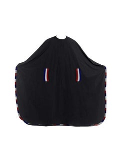 Unisex Hair Cutting Hook Apron Hairdressing Gown Cap; Hair Cutting Barber Cloth With Multicolor Bordre ; Salon Accessories ; Hair Styling Sheet Hair Cutting Cap ( 64 X 56Cm )(Black) (Pack Of 1)