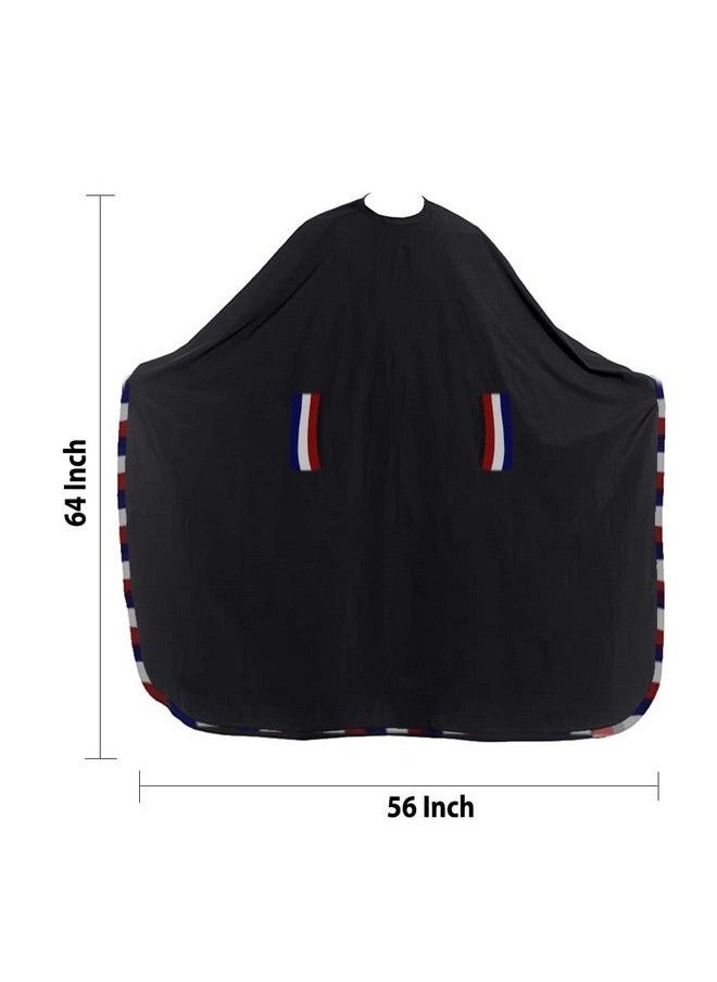 Tandem - Unisex Hair Cutting Hook Apron Hairdressing Gown Cap; Hair Cutting Barber Cloth With Multicolor Bordre ; Salon Accessories ; Hair Styling Sheet Hair Cutting Cap ( 64 X 56Cm )(Black) (Pack Of 1) - Image 1