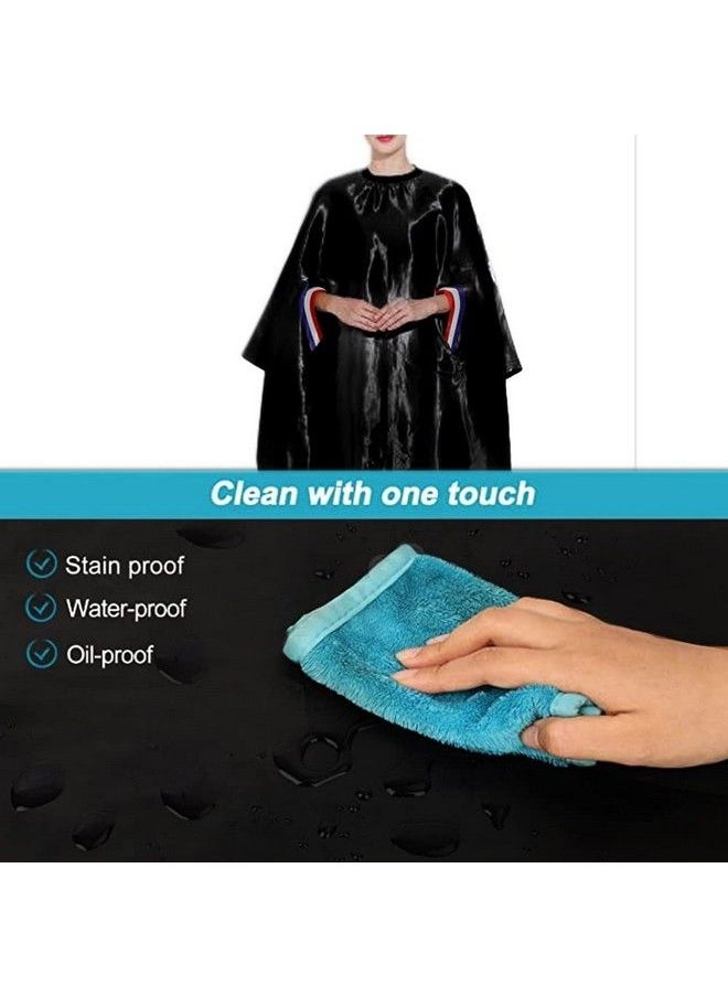 Tandem - Unisex Hair Cutting Hook Apron Hairdressing Gown Cap; Hair Cutting Barber Cloth With Multicolor Bordre ; Salon Accessories ; Hair Styling Sheet Hair Cutting Cap ( 64 X 56Cm )(Black) (Pack Of 1) - Image 1