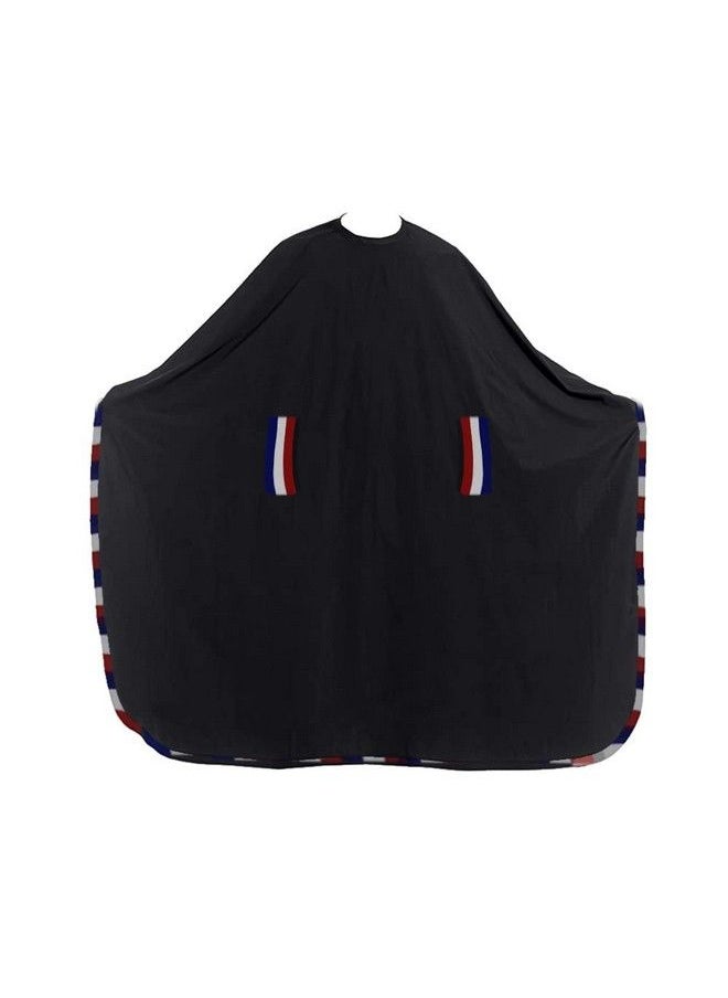 Tandem - Unisex Hair Cutting Hook Apron Hairdressing Gown Cap; Hair Cutting Barber Cloth With Multicolor Bordre ; Salon Accessories ; Hair Styling Sheet Hair Cutting Cap ( 64 X 56Cm )(Black) (Pack Of 1) - Image 1