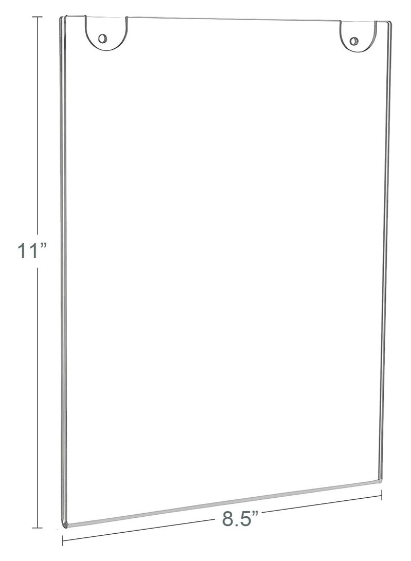 Slasa SLASA 6 Pack 8.5x11 Inch Acrylic Sign Holder – Vertical Wall Mount Clear Display Frame with Adhesive Tape & Screws – Plastic Wall Poster Holder for Menu, Flyer, Office, Store, Home Use - Image 2