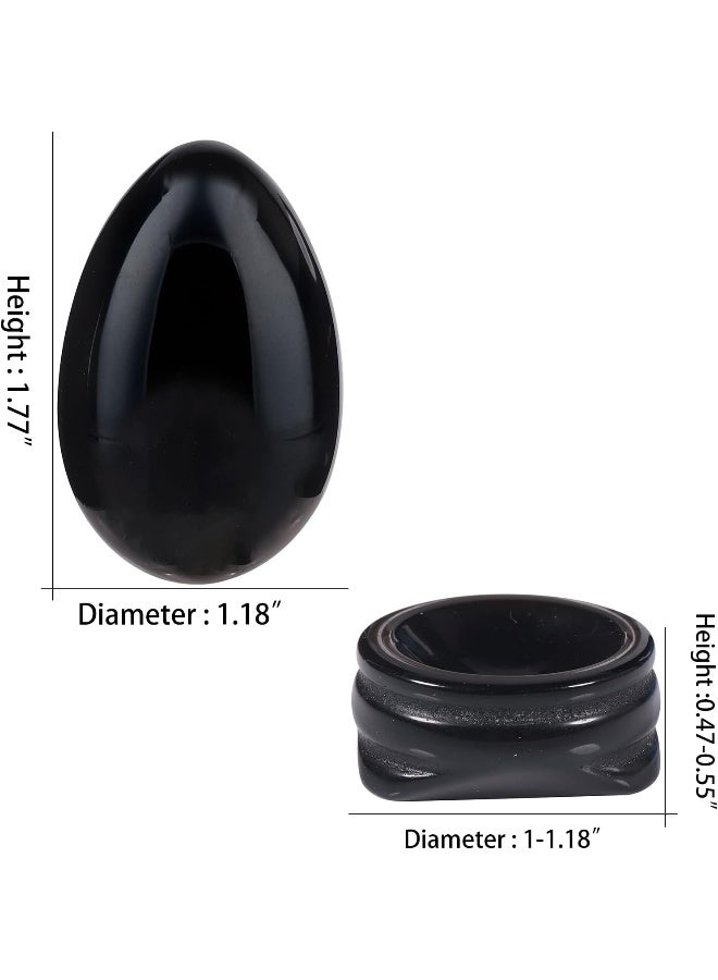 mookaitedecor Black Obsidian Crystal Egg Polished Gemstone Figurines with Stone Stand - Image 3