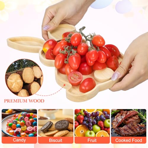 DEARMAMY Rabbit Shaped Charcuterie Board Wood Bunny Cutting Tray Cheese Platter Serving Board Platter Dessert Serving Tray Holiday Salad Dish Fruit Plate - Image 5