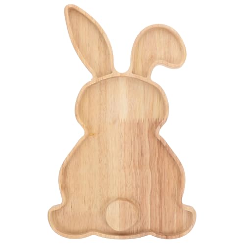 DEARMAMY Rabbit Shaped Charcuterie Board Wood Bunny Cutting Tray Cheese Platter Serving Board Platter Dessert Serving Tray Holiday Salad Dish Fruit Plate - Image 1