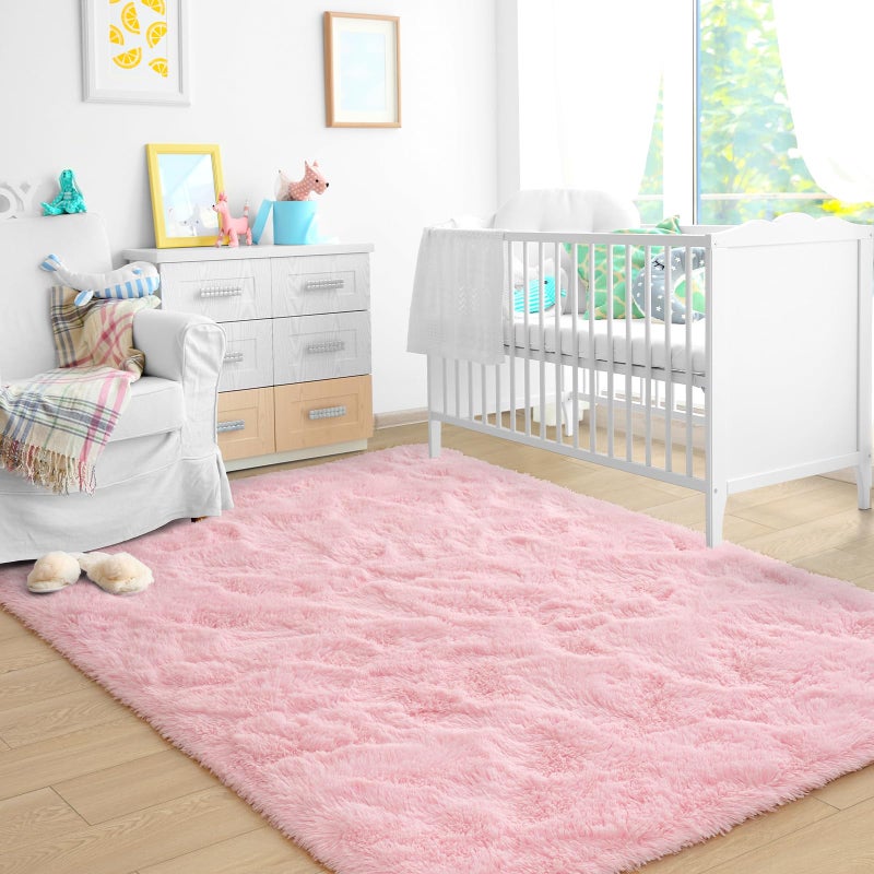 ST. BRIDGE Ultra Soft Pink Rugs for Bedroom 4x6 Feet, Fluffy Shag Area Rugs for Living Room, Large Comfy Furry Rug for Girls Kids Baby Room Decor, Non Slip Nursery Modern Indoor Fuzzy Floor Carpet - Image 2