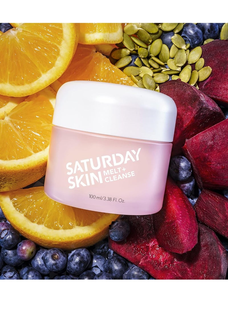 saturday skin Saturday Skin Facial Makeup Remover Cleansing Melting Balm to Oil and Gel Cleanser Antioxidant Melt Cleanser Daily Face Wash  - Image 3