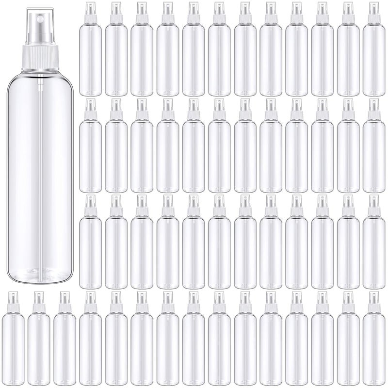 Eccliy Eccliy 64 Pcs 8 oz Plastic Spray Bottles Fine Mist Refillable Clear Empty Bottles Mist Sprayer with Cap for Essential Oils Travel Perfumes(White) 