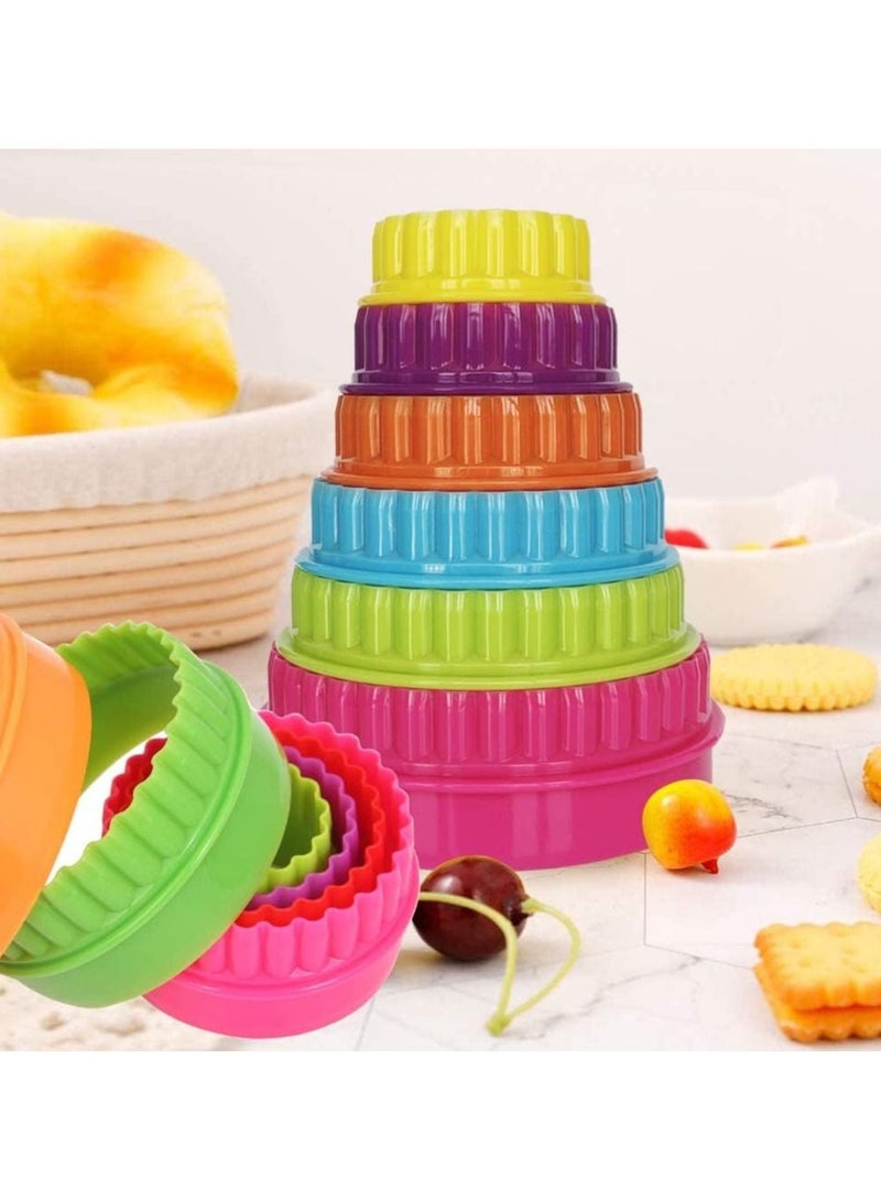 KASTWAVE Cookie Cutters 6 Pcs, Plastic Crinkle Cutter Double Sided Plain Round Pastry Cutters Baking Tools Kitchen Gadgets Baking Tools Accessories - Image 1