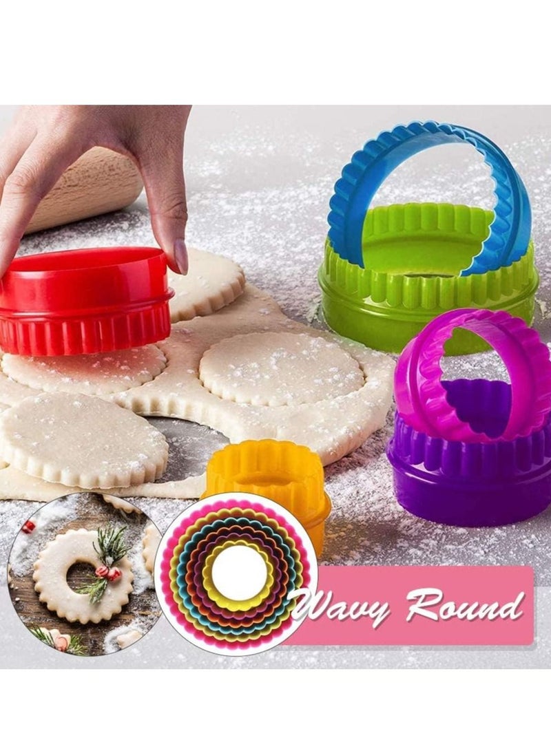 KASTWAVE Cookie Cutters 6 Pcs, Plastic Crinkle Cutter Double Sided Plain Round Pastry Cutters Baking Tools Kitchen Gadgets Baking Tools Accessories - Image 4