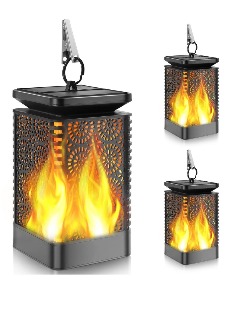 Captaintech Solar Lanterns Outdoor, Flickering Flames Hanging Lantern Lights, Hollow Out Led Camping Lamp Solar Lights, for Outside Table Patio Garden Yard Pathway Porch Decor  - Image 1
