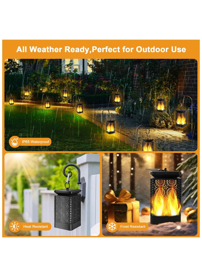 Captaintech Solar Lanterns Outdoor, Flickering Flames Hanging Lantern Lights, Hollow Out Led Camping Lamp Solar Lights, for Outside Table Patio Garden Yard Pathway Porch Decor  - Image 5