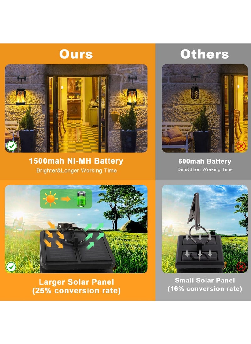Captaintech Solar Lanterns Outdoor, Flickering Flames Hanging Lantern Lights, Hollow Out Led Camping Lamp Solar Lights, for Outside Table Patio Garden Yard Pathway Porch Decor  - Image 2