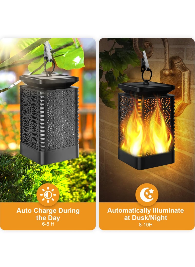 Captaintech Solar Lanterns Outdoor, Flickering Flames Hanging Lantern Lights, Hollow Out Led Camping Lamp Solar Lights, for Outside Table Patio Garden Yard Pathway Porch Decor  - Image 3