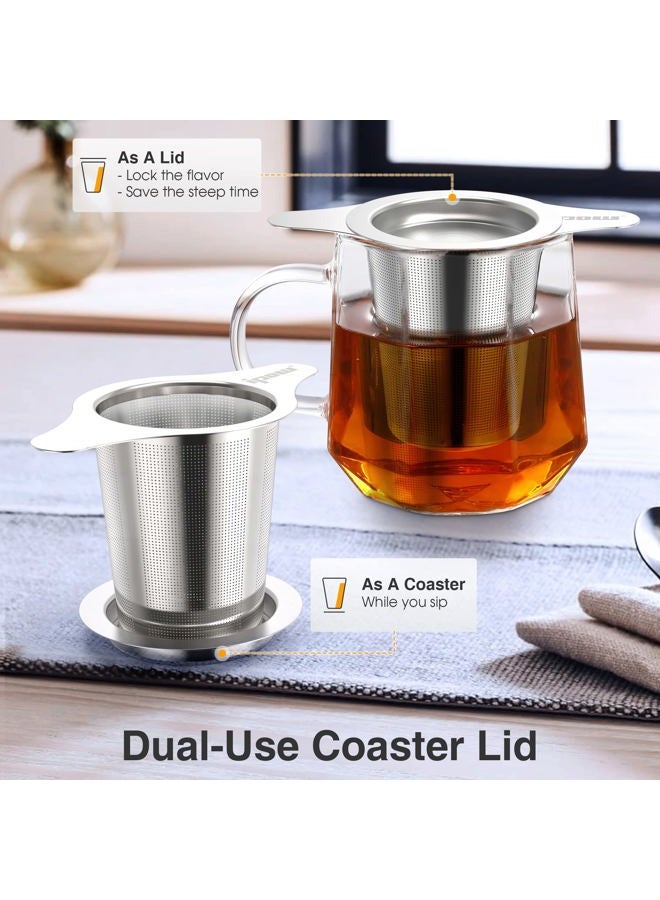 IPOW Upgraded FDA Approved 18/8 Stainless Steel Tea and Coffee Infuser Fine Mesh Filters Tea Strainer Steeper Double Handles for Hanging on Teapots, Mugs, Cups to steep Loose Leaf Tea and Coffee - Image 5