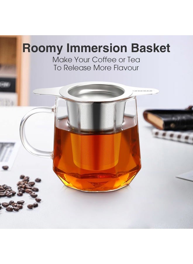 IPOW Upgraded FDA Approved 18/8 Stainless Steel Tea and Coffee Infuser Fine Mesh Filters Tea Strainer Steeper Double Handles for Hanging on Teapots, Mugs, Cups to steep Loose Leaf Tea and Coffee - Image 4