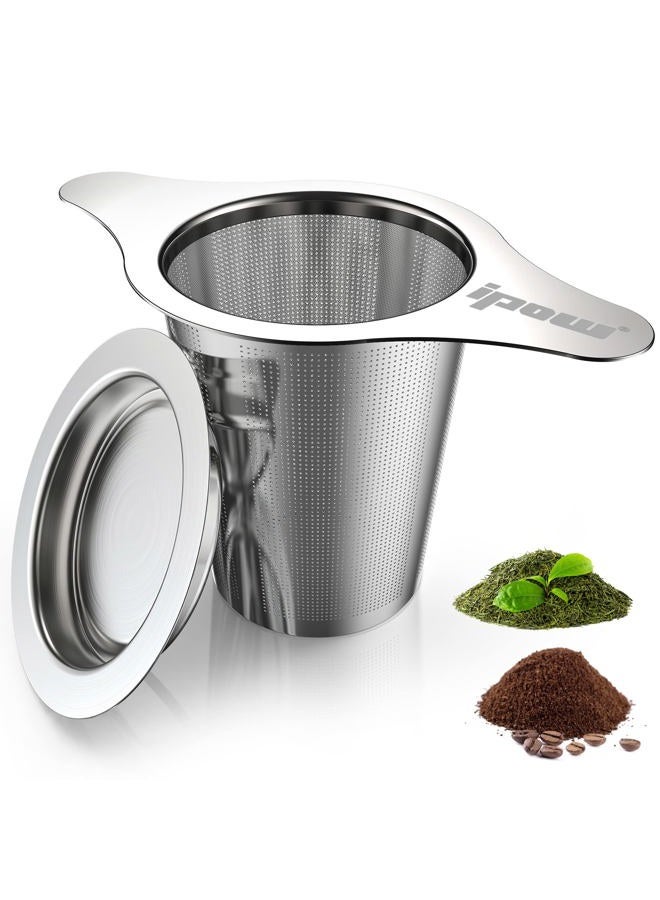 IPOW Upgraded FDA Approved 18/8 Stainless Steel Tea and Coffee Infuser Fine Mesh Filters Tea Strainer Steeper Double Handles for Hanging on Teapots, Mugs, Cups to steep Loose Leaf Tea and Coffee - Image 1