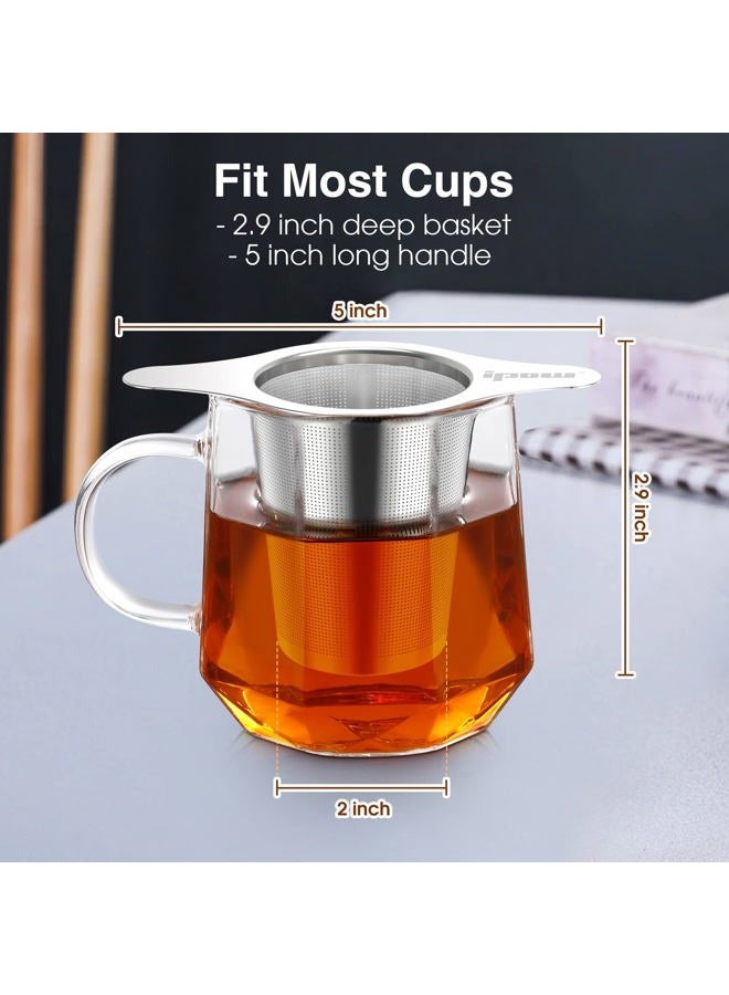 IPOW Upgraded FDA Approved 18/8 Stainless Steel Tea and Coffee Infuser Fine Mesh Filters Tea Strainer Steeper Double Handles for Hanging on Teapots, Mugs, Cups to steep Loose Leaf Tea and Coffee - Image 3