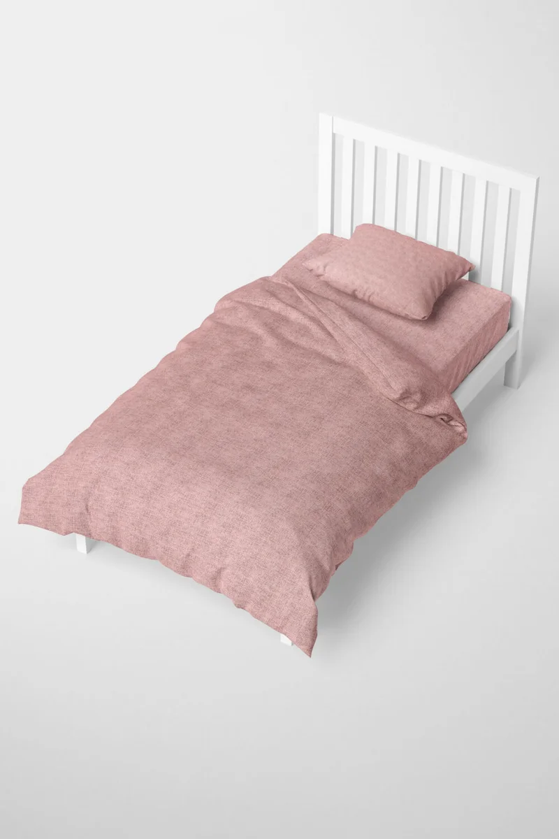 Favora Glitter Solid Color Single Elastic Duvet Cover Set - Powder