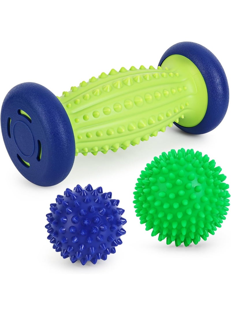 Massage Ball & Foot Roller - 3 in 1 - with Spiky Balls & Lacrosse Ball, Plantar Fasciitis Relief and Heel Spur Relief, Foot Muscle Roller for Trigger Point Massage Tool - Image 1