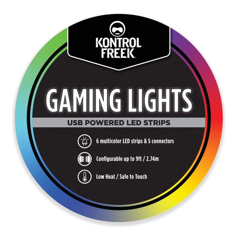 KontrolFreek Gaming Lights: LED Strip Lights, USB Powered with Controller, 3M Adhesive for TV, Console, PC, Wall (9 ft) - Image 1