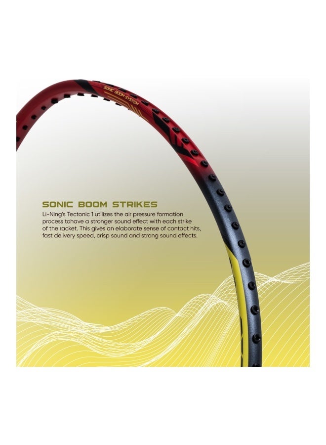 Li-Ning Tectonic 1S (82G) Strung Badminton Racket Carbon Fibre Badminton Racket with Free Full Cover (Black/Blue/Silver) - Image 2