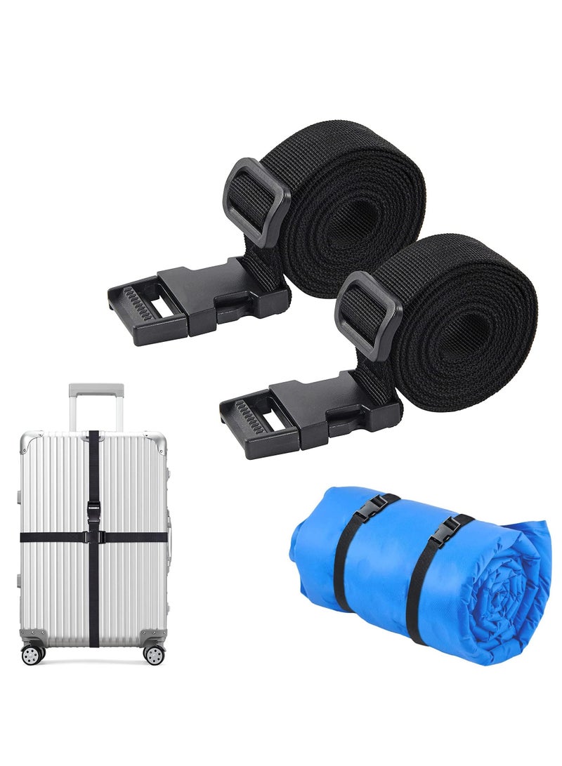 Heavy Duty Luggage and Cargo Straps, Adjustable Webbing Utility Straps for Outdoor Sports, Backpacking, Sleeping Bag Compression, and Bundling - 78 Inches, Black, 2 Pack  - Image 1