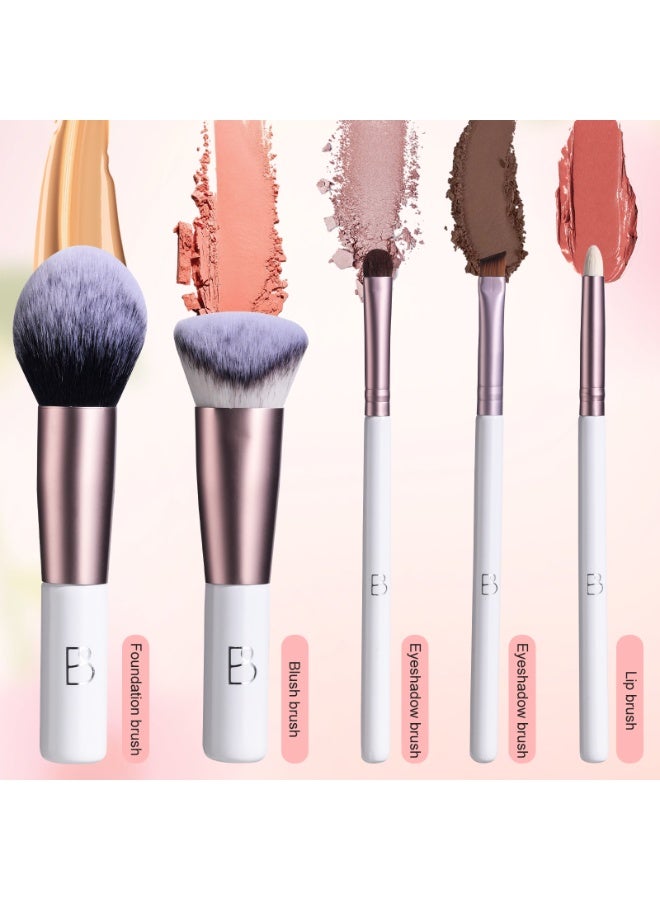 BS مول مجموعة فرش مكياج مكونة من 5 قطع مع حقيبة فرشاة ومقبض بلاستيكي وشعر فرشاة صناعي عالي الجودة، متعددة الوظائف لتغطية المكياج، وسعة إصلاح، ومكياج سهل، ومكياج للشفاه. - Image 4