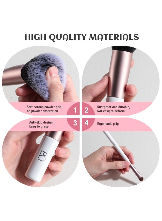 BS مول مجموعة فرش مكياج مكونة من 5 قطع مع حقيبة فرشاة ومقبض بلاستيكي وشعر فرشاة صناعي عالي الجودة، متعددة الوظائف لتغطية المكياج، وسعة إصلاح، ومكياج سهل، ومكياج للشفاه. - Image 3