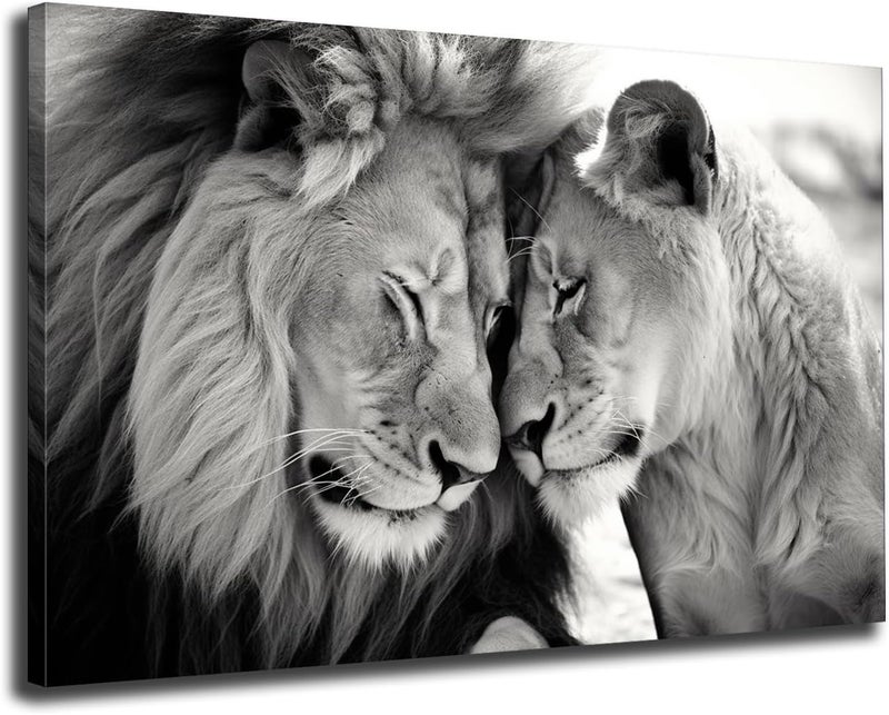 GLOKAKA Lion and Lioness Canvas Wall Art - Image 1