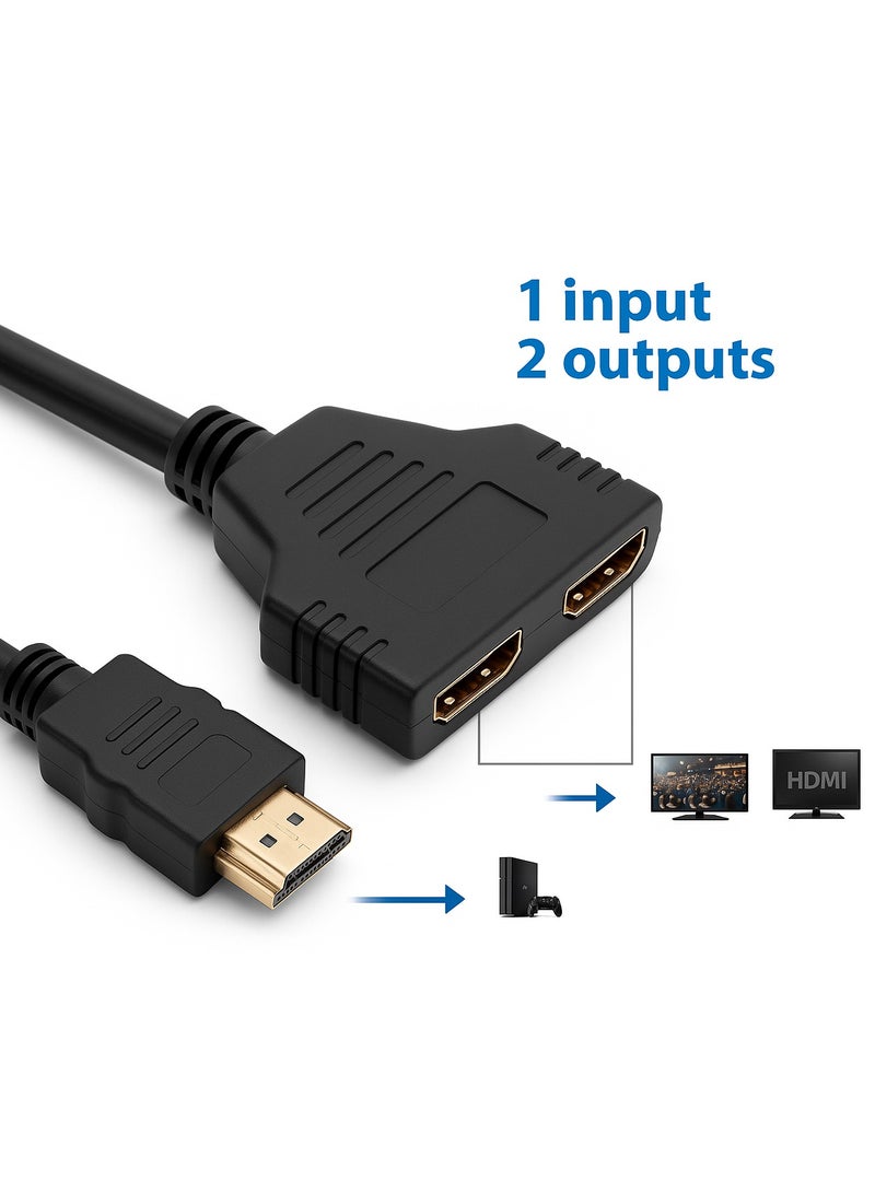 FUJISHKA HDMI 1-In-2 Out Splitter Cable Adapter Black  - Image 1
