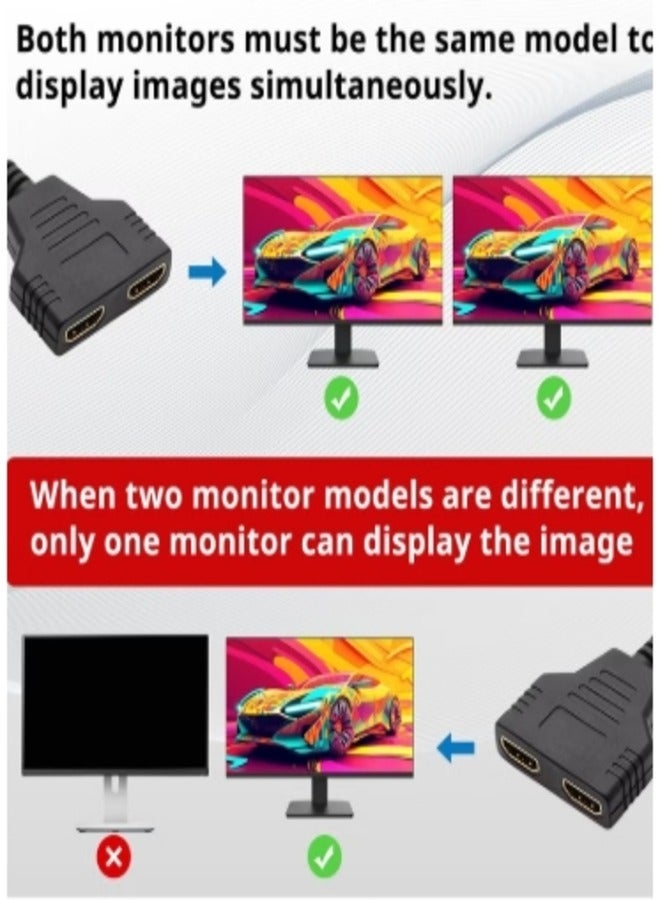 FUJISHKA HDMI 1-In-2 Out Splitter Cable Adapter Black  - Image 3