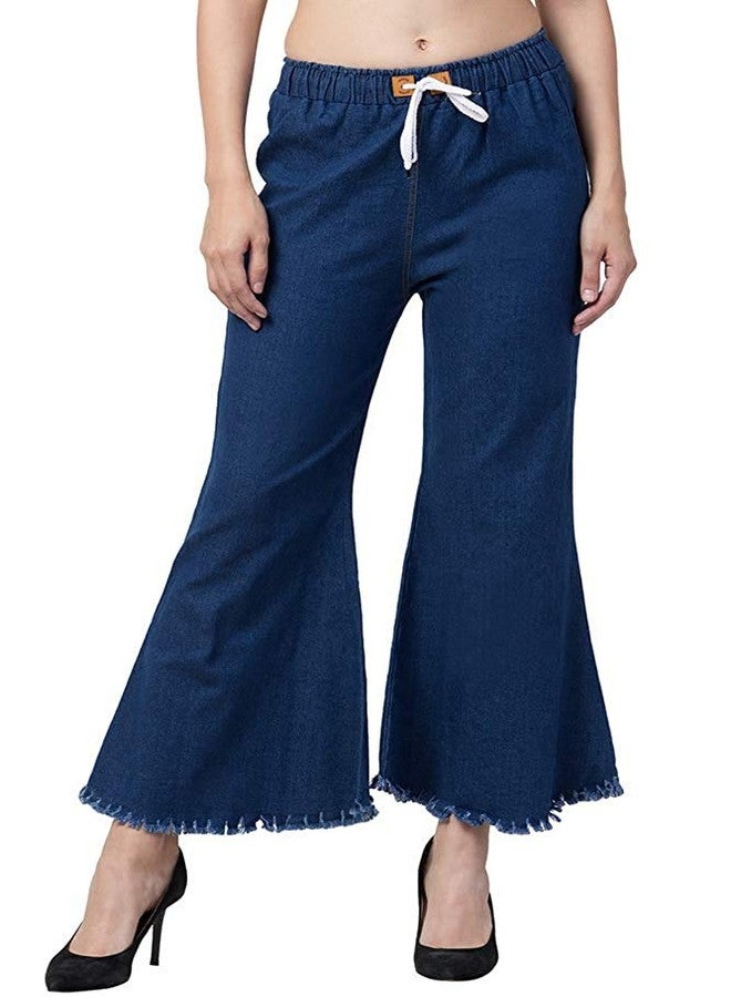 Krystle Girl's Flared Denim Palazzo Pants (Light Blue & Dark Blue,32)-(Pack of 02) - Image 2