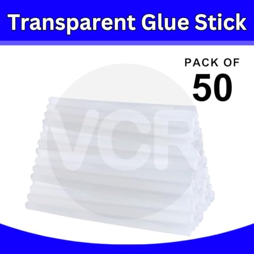 VCR 07mm Glue Sticks for Glue Gun - 07mm x 165mm in Length - Hot Melt Transparent Glue Stick - Pack of 50 - Bonding Adhesive Glue Sticks for DIY - Arts Crafts - Schools and Industries - Image 2