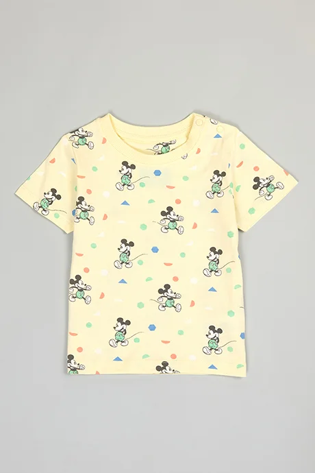 R&B Mickey Mouse Print T-Shirt and Shorts Set