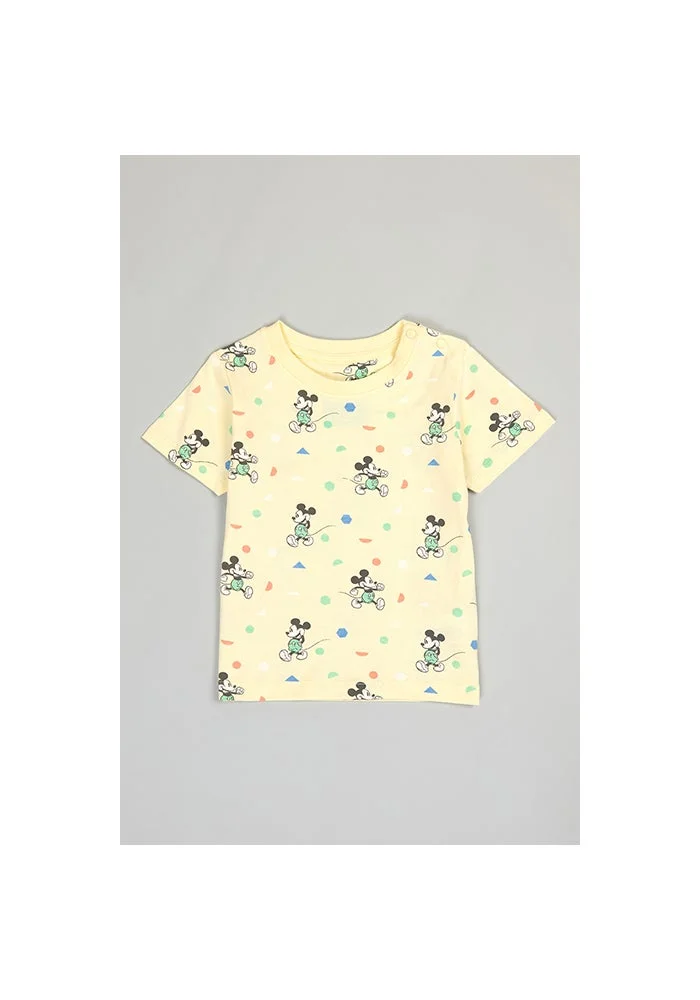 R&b Mickey Mouse Print T-Shirt and Shorts Set