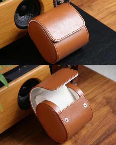 Besforu Watch Roll Travel Case for Men and Women with Suede Lining Watch Display Box Single Watch Storage and Organizer (1 Slot Light Brown) - Image 5