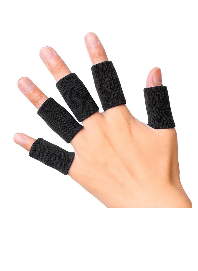 Spall Finger Sleeves Protectors, 10pcs Sport Finger Sleeves Thumb Brace Support Elastic Compression Protector for Relieving Pain, Arthritis,Trigger Finger, Sports (Black)  - Image 2